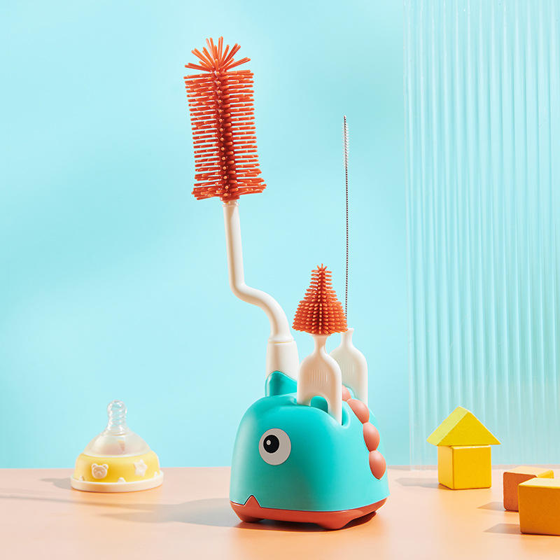 360° Silicone Baby Bottle Brush Set with Stand