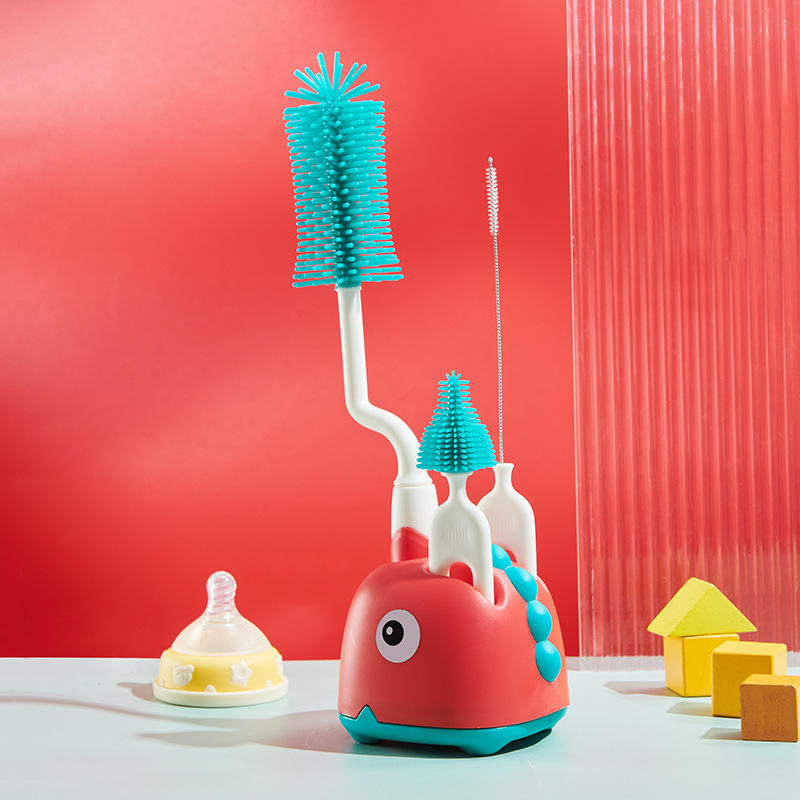 360° Silicone Baby Bottle Brush Set with Stand