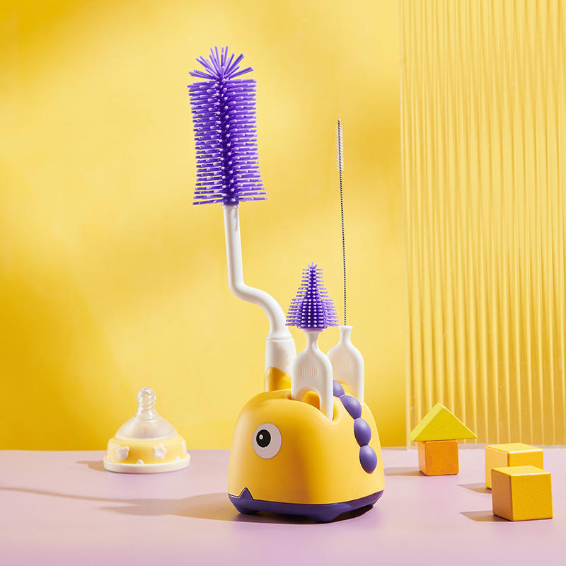 360° Silicone Baby Bottle Brush Set with Stand