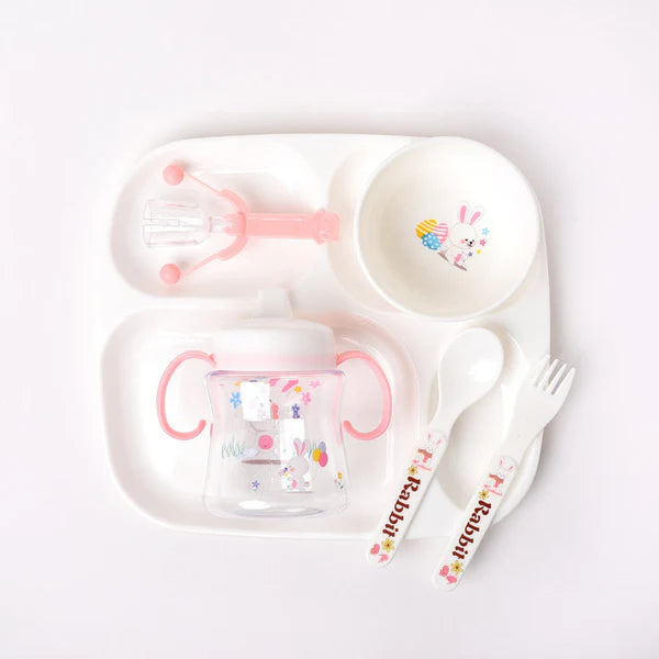 Baby Feeding Set – 6 Pieces with Cute Rabbit Design