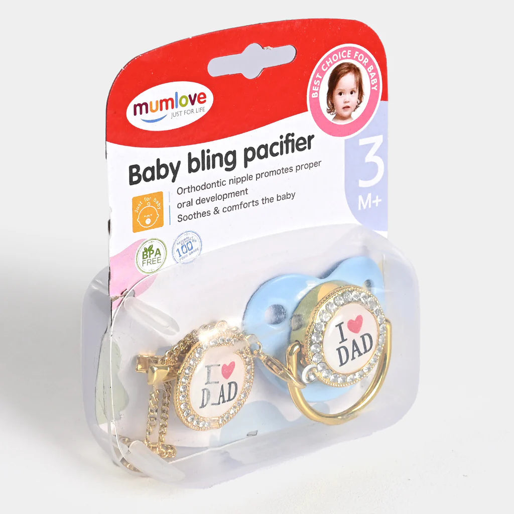 Mum Love Baby Pacifier - Blue I love Dad