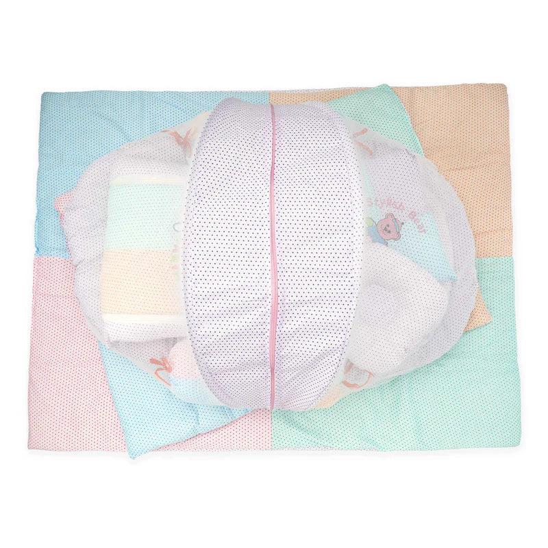 8-Piece Baby Bed Set with Mosquito Net - Multicolour
