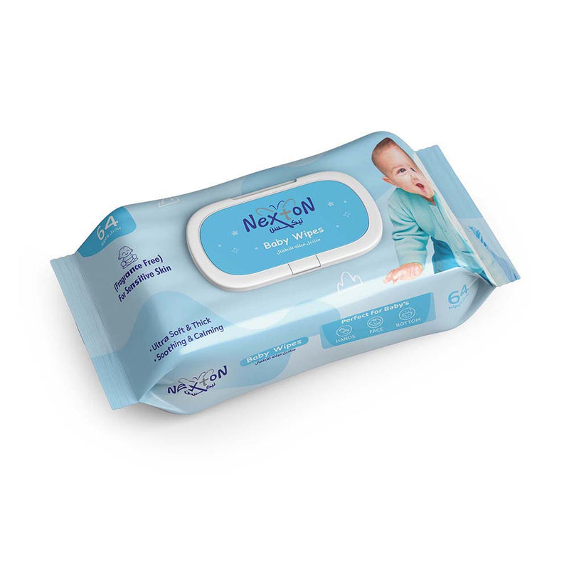 Nexton Baby Wipes (Fragrance Free) Blue - 64 Piece