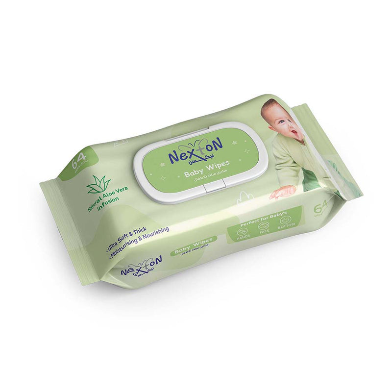 Nexton Baby Wipes (Aloe Vera) Green - 64 Piece